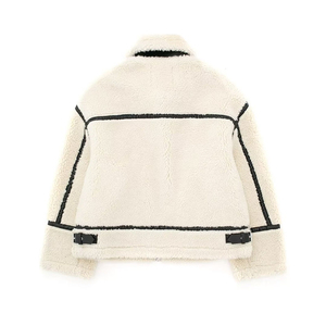 Veste tout-en-un en fourrure polaire Sherpa tendance 2023, veste rétro à col rabattu, manches longues, fermeture éclair pour hommes et femmes - Product Image 2