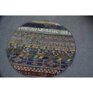 พรมปูพื้นสไตล์ตุรกีโบราณแบบ4.7ft เบจ4.7 x ขนสัตว์แบบถักทอปะต่อแบนพรมลาเท็กซ์สำรองสำหรับตกแต่ง - Product Image 3