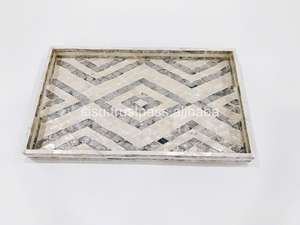 Nacre incrustation plateau de service Capiz pour Eid Mubarak plateau rectangulaire gamme plateau décoratif pour le petit déjeuner - Product Image 5