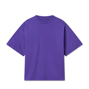 Camiseta morada de gran tamaño unisex, camiseta informal holgada de manga corta de algodón liso, ropa de calle - Product Image 1