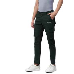 Pantalones cargo de hombre al por mayor, pantalones cargo de color verde bosque OEM con diseño de logotipo personalizado para hombre - Product Image 1