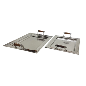 Bandeja de servicio de diseño de metal de aluminio Decoración caliente Forma redonda de plata y tamaño personalizado Precio barato Color natural mejor diseño - Product Image 6