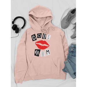 Felpa in Seta con Motivo Labbra 'Cool Mom' per Donna, Streetwear Leggero con Logo Personalizzato e Design Foderato per l'Inverno - Product Image 2