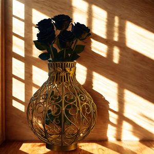 Vase en métal fabriqué à la main avec finition noire mate pot de style minimaliste pour fleurs séchées décor à la maison accent de table design élégant - Product Image 3
