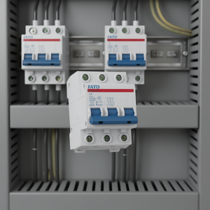 Disjoncteur FATO 3P C32 400VAC 6kA 3 pôles avec poignée bleue pour protection électrique - Product Image 3