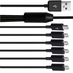 Cable Adaptador <span class=keywords><strong>USB</strong></span> 2.0 Tipo A Macho a <span class=keywords><strong>6</strong></span> <span class=keywords><strong>Micro</strong></span> <span class=keywords><strong>USB</strong></span> Macho de 5 Pines, Divisor en Y para Sincronización de Datos y Carga - Product Image 4