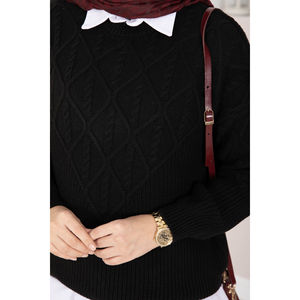 Cardigan tricoté vintage d'automne respirant et chaud à motif tressé noir, logo personnalisé disponible, longueurs courtes et longues - Product Image 4