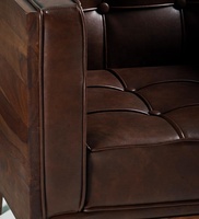 Canapé Chesterfield moderne en bois massif et cuir PU, une place, capitonné, pour salon, chambre ou hôtel