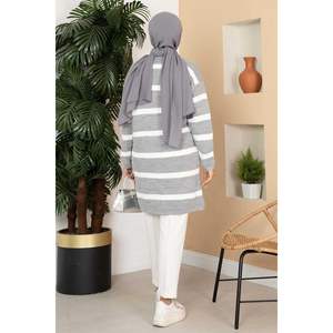Striped <b>Button</b> Detailed Knitwear <b>Cardigan</b> Gray - Product Image 2