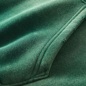 Meilleure vente couleur verte solide lavage à l'acide en détresse sweats à capuche pour hommes impression de gaufrage personnalisé fond extensible unisexe Streetwear - Product Image 3