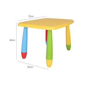 Juego de Mesa Infantil Rectangular Amarilla con 2 Sillas 73x58x48 cm, Muebles Infantiles de Plástico Resistente - Product Image 4