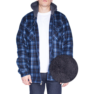 Chaqueta con capucha de franela ligera personalizable para hombre con diseño a cuadros de manga completa OEM ODM para invierno - Product Image 4