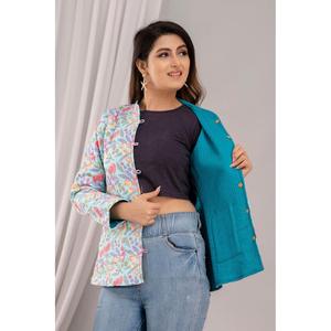Veste matelassée légère en coton multicolore pour femme, imprimée - SHKL1021 - Product Image 3