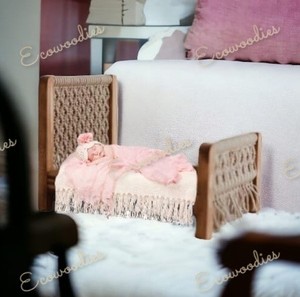 Accesorios de Fotografía para Recién Nacidos, Cama de Madera y Cuna para Muñecas, Diseño Rústico Ecológico para Sesiones de Fotos en Interiores y Exteriores - Product Image 4