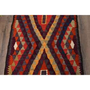 Turkish Rug, <b>Runner</b> 2.7x11.1 ft Vintage Rug, <b>Red</b> Brown Polka dot Wool Rug - Product Image 3