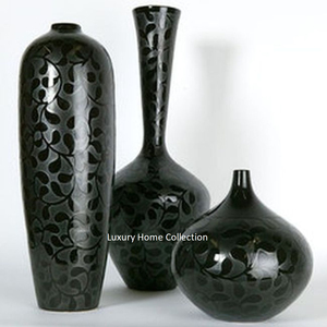 New 100%Metal Wedding Tabletop and Floor Decorative <b>Vase</b> <b>Set</b> of <b>3</b> Different Size Black Color Powder Coated Minimalist Design - Product Image 1