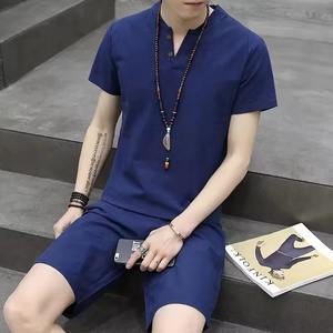 Conjunto de verano de algodón de media manga, ropa fresca, conjunto de verano para mujer, elegante, de moda, aspecto inteligente, conjunto de verano para hombre, ropa de playa suelta y suave - Product Image 6