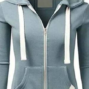 Sweat à capuche de haute qualité pour femme, broderie imprimée, fermeture éclair, matière polaire, hiver, couleur personnalisée, cordon de serrage - Product Image 4