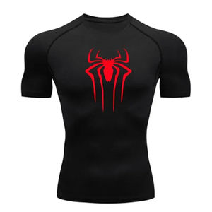 Camiseta de manga larga Rashguard Sun 100% poliéster compresión Rashguard gimnasio camisas hombres medias entrenamiento Rash Guard camisa roja - Product Image 2