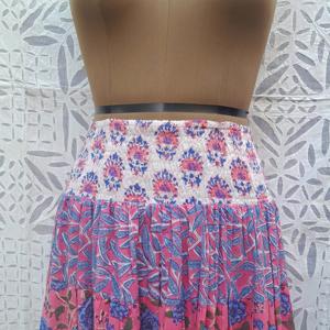 Falda Larga de Algodón con Estampado en Bloque, Diseño de Cintura Ancha con Pliegues en Capas y Estilo Paraguas, Ropa para Mujer, Venta al Por Mayor - Product Image 3