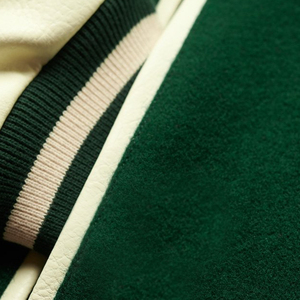 Nueva llegada de la mujer XL estilo béisbol Varsity Chaqueta de punto personalizado a prueba de viento decoración de piel liso teñido tejido otoño transpirable - Product Image 4