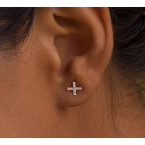 Boucles d'oreilles de mariage en diamant rond de laboratoire 14 carats en or jaune X Design/Boucles d'oreilles à vis en diamant créé - Product Image 2