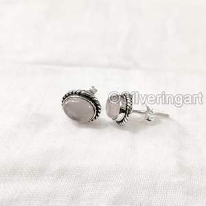 <b>Womens</b> <b>Stud</b> <b>Earring</b> Natural Rose Quartz Gemstone Bohemian <b>Studs</b> <b>Earring</b> Handmade Jewelry 925 Sterling <b>Silver</b> <b>Stud</b> <b>Earring</b> - Product Image 6