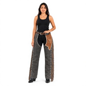 Chaps d'équitation professionnels en cuir pour femmes, en cuir de vachette véritable, équipement de protection pour l'équitation, protège-jambes ajustables, sur mesure - Product Image 1