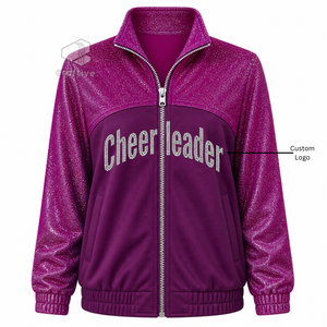 Fashion Glitter PU Cheer Girls <b>Dance</b> Practice Warm Up Set Custom Rhinestone Competition Team Jacket And <b>Pants</b> For Cheerleaders - Product Image 6