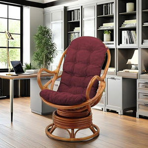 Sillón Giratorio Moderno Tapizado (Silla Papasan) con Estructura de Ratán y Cojín para Sala de Estar, Oficina en Casa, Hotel, Villa - Product Image 1