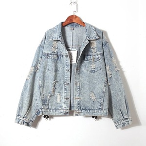 Veste en jean en peau de mouton véritable style streetwear décontracté pour homme, broderie de lettres, imprimé patchwork, jeans en toile - Product Image 1