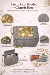 Bolso de Mano de Lujo Hecho a Mano para Fiesta de Noche o Boda para Mujer, Bolso de Mano Bordado con Cuentas, Cadena Dorada, Impermeable, con Anillo de Regalo - Product Image 6