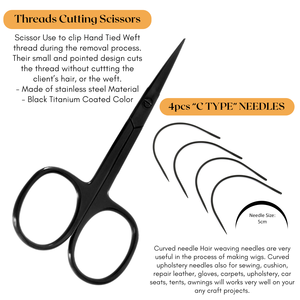 Kit de couture d'extension de cheveux de haute qualité aiguilles en forme de C ciseaux de coupe de cheveux clips métalliques de sectionnement de cheveux polyvalents - Product Image 4