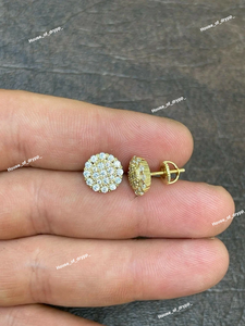 Luxury Rhodium Plated Sterling <b>Silver</b> Cluster <b>Stud</b> <b>Earrings</b> Brilliant Cut Moissanite Micro Pave Setting Signet Style for Women - Product Image 2