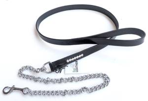 Laisse de cheval en cuir avec chaîne métallique intégrée, poignée robuste et strass étincelants – Équipement d'entraînement équestre professionnel - Product Image 2