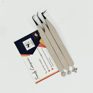 Pince à cils en acier inoxydable avec pointe en fibre pour l'isolation du volume du ventilateur Logo personnalisé 90 degrés nouveau style - Product Image 5