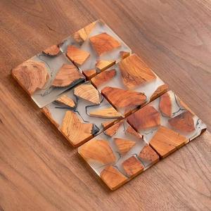 High Quality 6pcs <b>Set</b> of Square <b>Placemat</b> <b>and</b> <b>Coasters</b> Exclusive Sale From Indian Exporter Epoxy Resin <b>and</b> Wood Material - Product Image 4