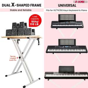 5 Core Keyboard Stand Piano Bench Combo Adjustable Key Board Stands 3 <b>Padded</b> Musician <b>Chair</b> Set - Product Image 6