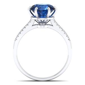 Bague REYES en argent sterling 925 avec moissanite de coupe ronde et saphir bleu de 2,75 carats, design classique, pour femmes - Product Image 4