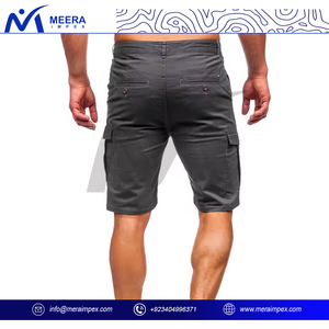 Pantalones cortos Cargo informales versátiles para hombre 100% algodón Vintage cintura elástica-para aventuras al aire libre salidas a la playa moda callejera de verano - Product Image 5