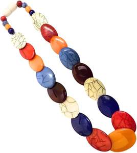 Collier en résine artisanal de haute qualité pour femmes, magnifique collier de mode, perles, chaîne, matériau en bois poli, cadeau directement d'Inde - Product Image 4