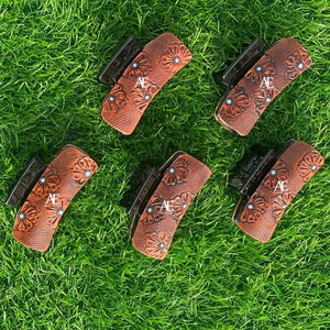 Western <b>Tooled</b> Leather Hair Clip Western Cowgirl Hair Claw Clip Cowhide <b>Tooled</b> Leather Claw Clip Hair Accessories - Product Image 1