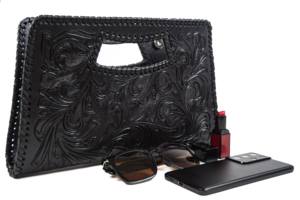 Pochette pour femme Vallarta, sac à main en cuir ciselé fait main, qualité supérieure, avec bandoulière, finitions luxueuses - Product Image 4