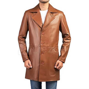 Abrigo de cuero para hombre Abrigo de cuero de ajuste largo para hombre Abrigo de cuero ideal para ropa informal y formal para uso diario - Product Image 1