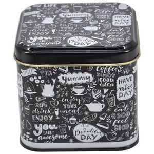 Boîte carrée recyclable en fer blanc Kontensan EF014X5 90x90x80 mm avec couvercle coulissant, conteneur en fer blanc de 0,6 L pour bonbons, cigarettes, emballage Yummy Life - Product Image 1