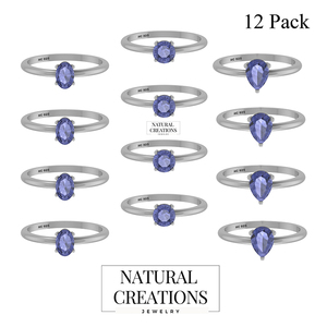 Anillo Apilable de Plata de Ley 925 con Engaste de Puntas, Gema de Tanzanita, Forma Ovalada de Pera, Acabado de Alta Calidad, Moderno y Elegante, Unisex, para Fiestas - Product Image 3