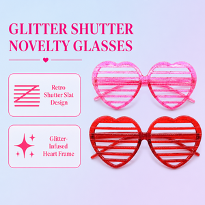 Lunettes réutilisables <span class=keywords><strong>en</strong></span> plastique <span class=keywords><strong>en</strong></span> forme de cœur pour la Saint-Valentin, avec monture scintillante, accessoire de fête romantique pour les couples, idéales pour les séances photo de mariage et le plaisir <span class=keywords><strong>en</strong></span> cabine photo. - Product Image 1