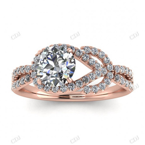 Moissanite Diamond 14K oro blanco antiguo Twisted Halo compartido Prong Infinite Pave a juego nupcial promesa boda banda para mujeres - Product Image 3