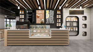 Meubles de restaurant design d'usine, luxe léger, café, sièges incurvés, banquet, banquettes en bois, tables - Product Image 3