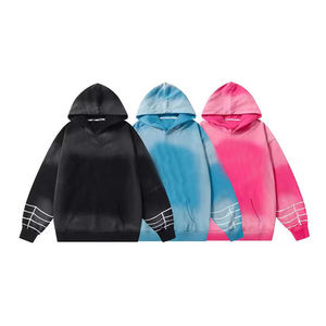 Patch de broderie en détresse personnalisé Applique pull 500 GSM surdimensionné Zip up Acid Wash Hoodies basiques, sweats à capuche en coton mélangé - Product Image 6